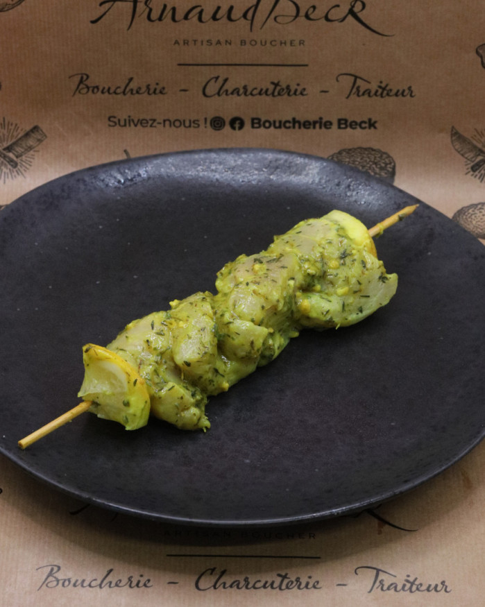 Brochette de poulet thym citron
